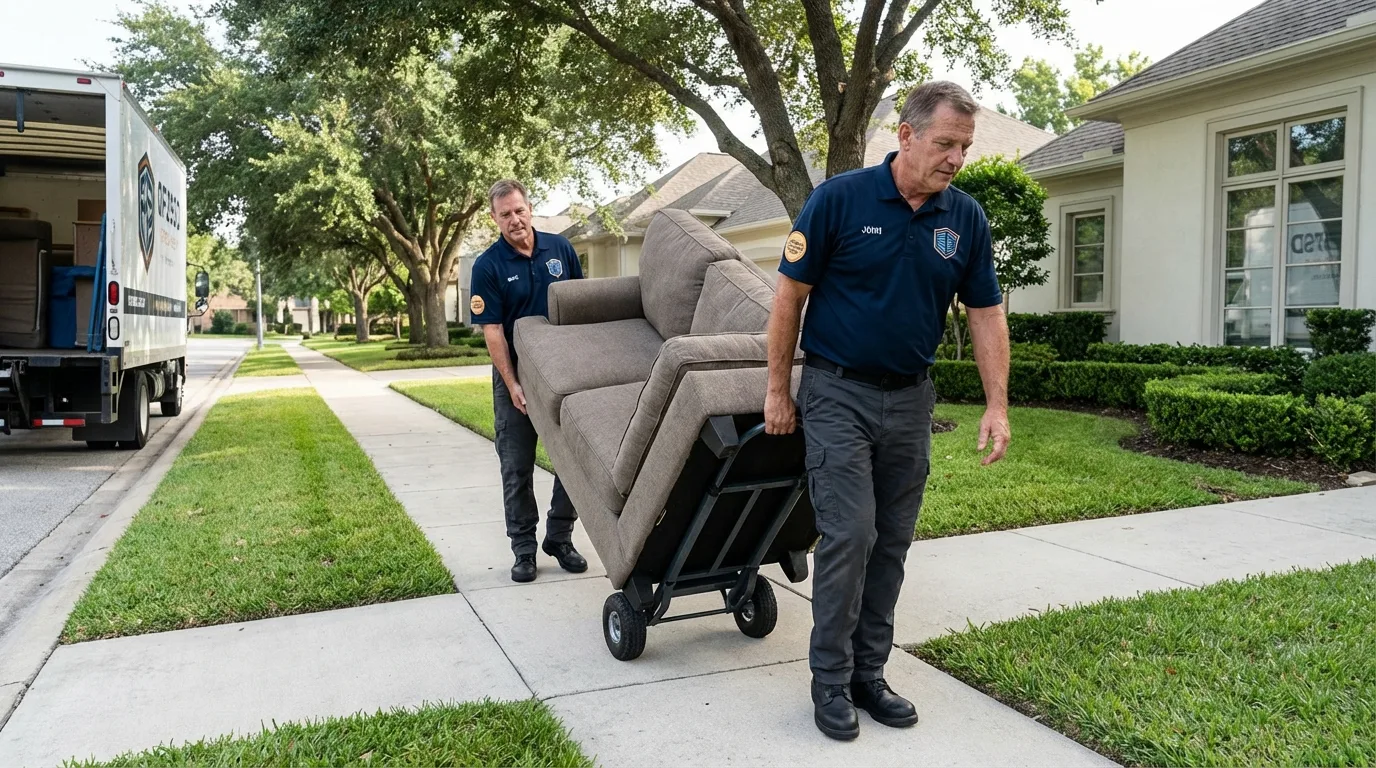 Local residential moving crew loading furniture in Little Rock Air Force Base, AR